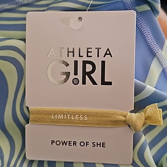 Athleta Girls Chit Chat Kick Flare Capri, Blue/Green Swirl, Size Large/12, NWT - Picture 6 of 7